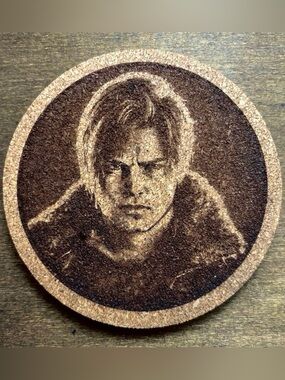 Resident Evil Requiem Leon S. Kennedy Laser Engraved Cork Coaster